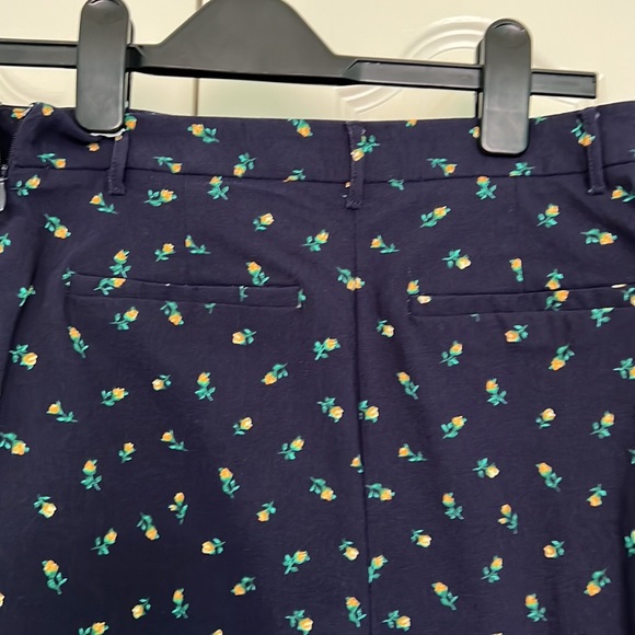 Yellow Flower Print Navy Slacks - Picture 3 of 5